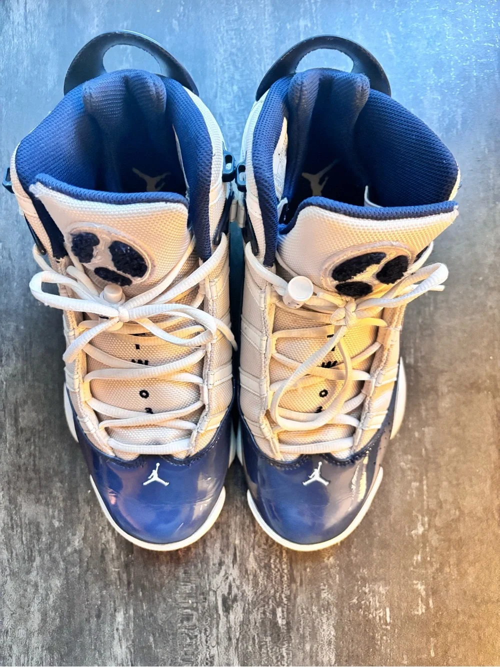 Jordan 6 Rings Navy Blue and White Sneakers